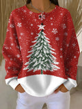 Roter Weihnachts-Pullover mit Tannenbaum Damen Carla Rot – Weiss Modehaus