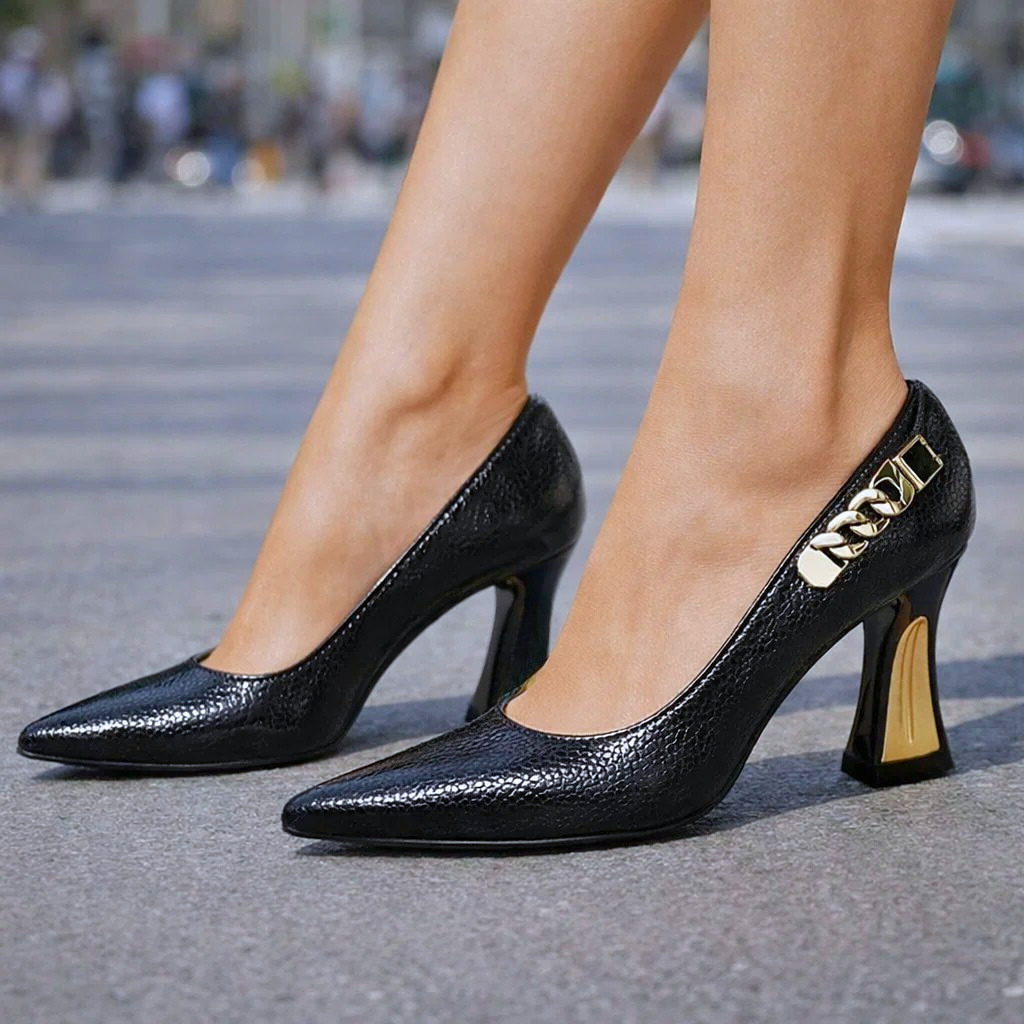 Alessia | High Heels mit Goldakzenten
