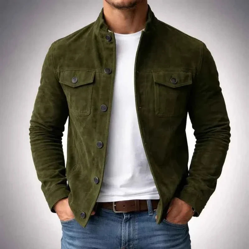 Wildlederjacke Oltrarno Grün – Weiss Modehaus