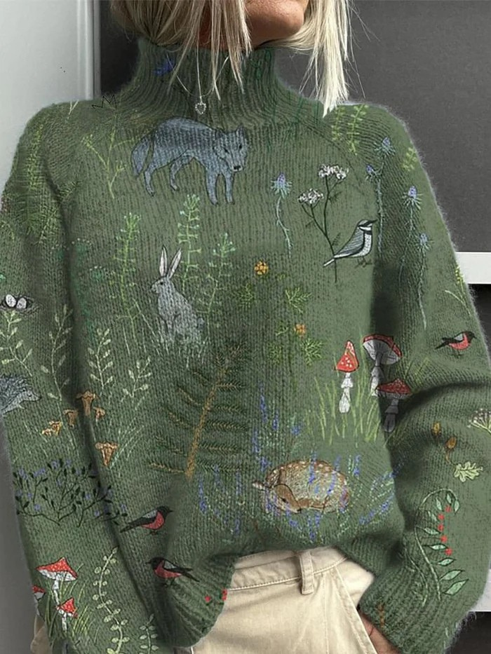 Bequemer Pullover Emyrae Grün – Weiss Modehaus