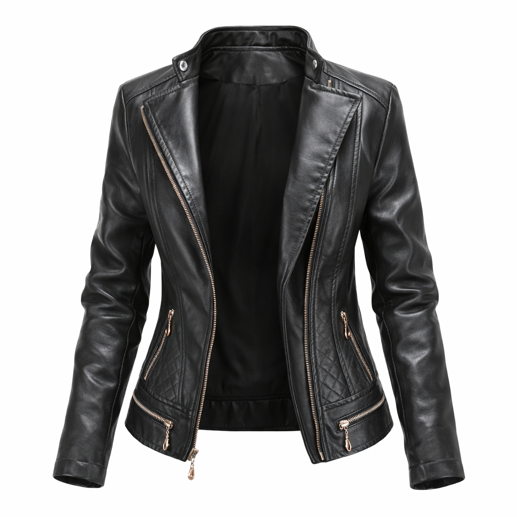 Gequiltete Lederjacke Damen Dream Schwarz – Weiss Modehaus