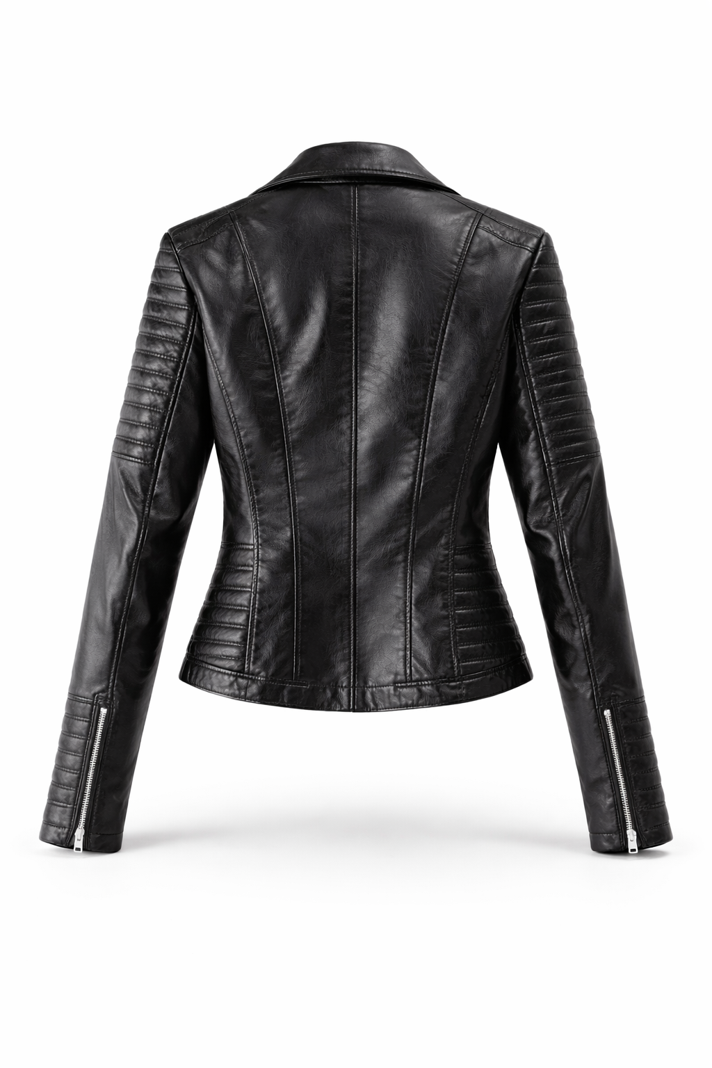 Chiodo aus echtem Leder mit Steppung Damen Roma – Bild 11