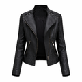 Steppjacke aus echtem Leder Damen Voug Schwarz – Weiss Modehaus