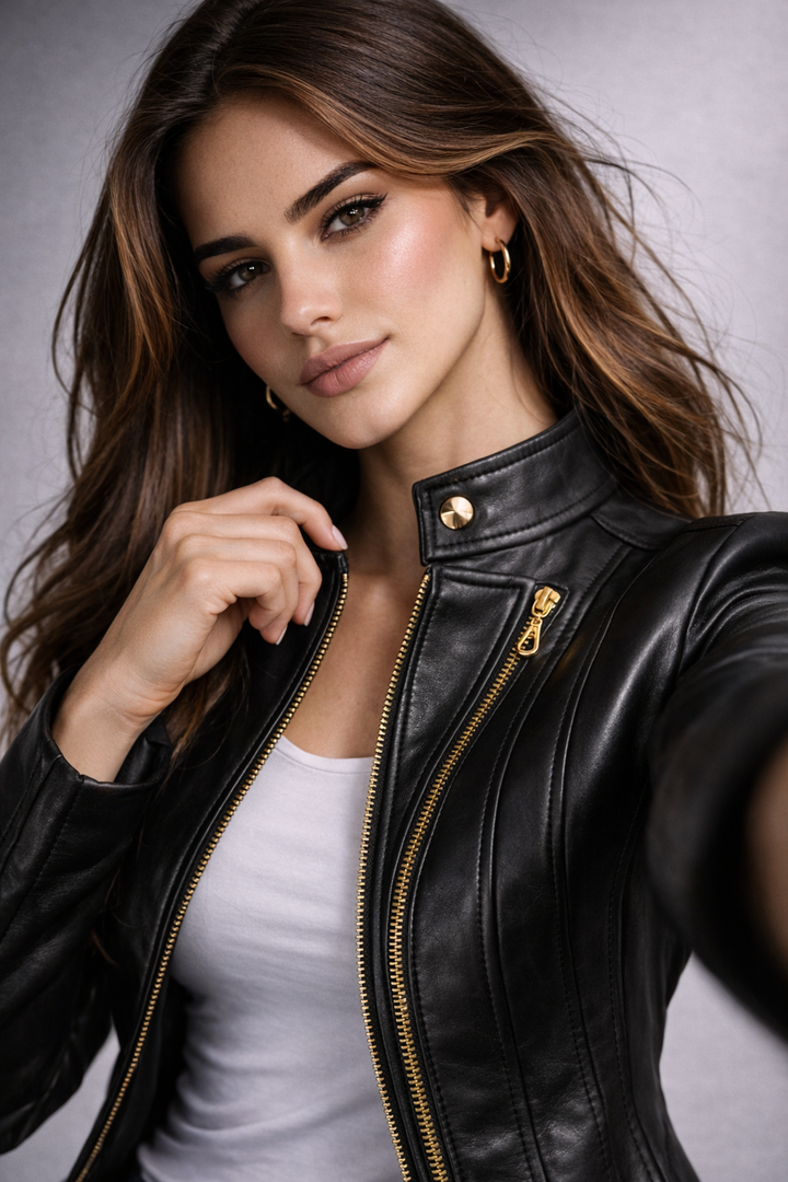 Gequiltete Lederjacke Damen Dream – Bild 10