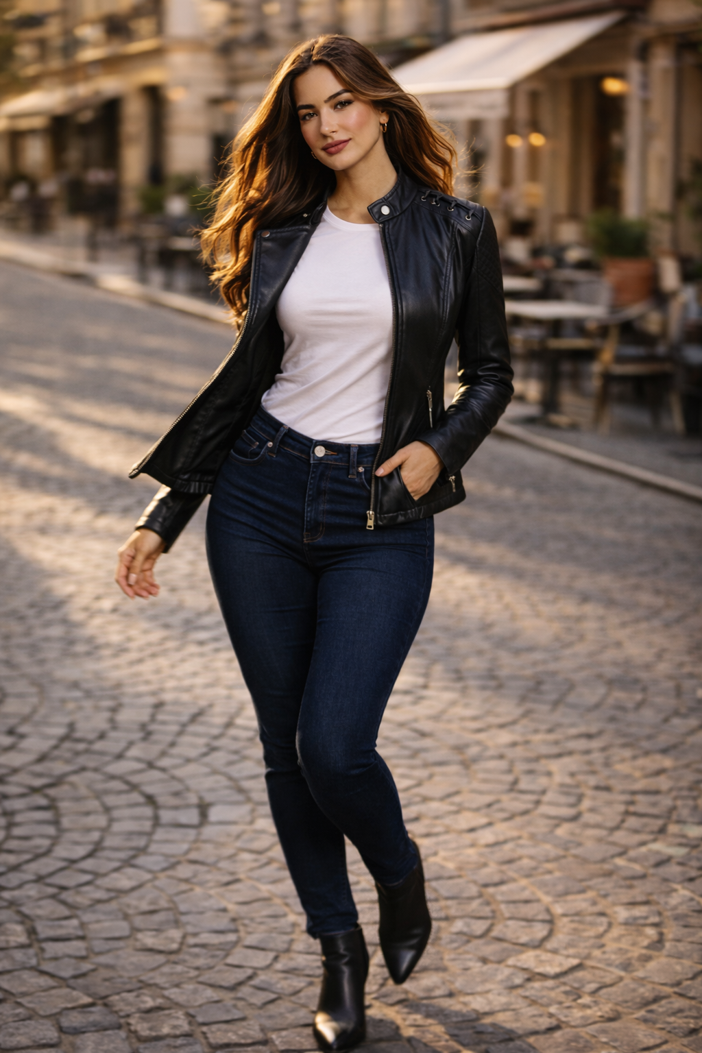 Steppjacke aus echtem Leder Damen Voug – Bild 6