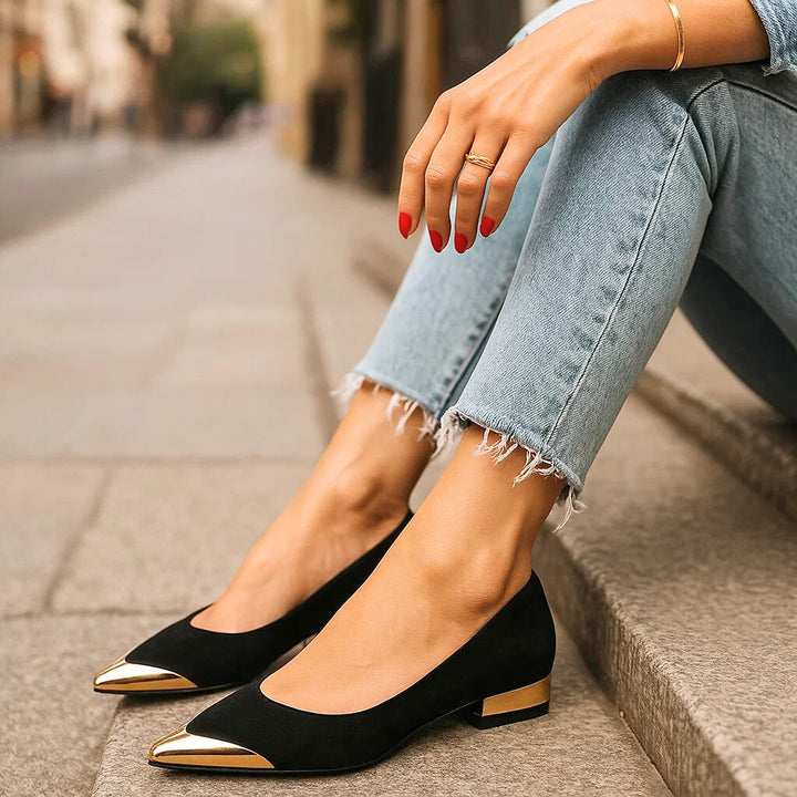Aveline | Ballerinas mit Goldener Spitze