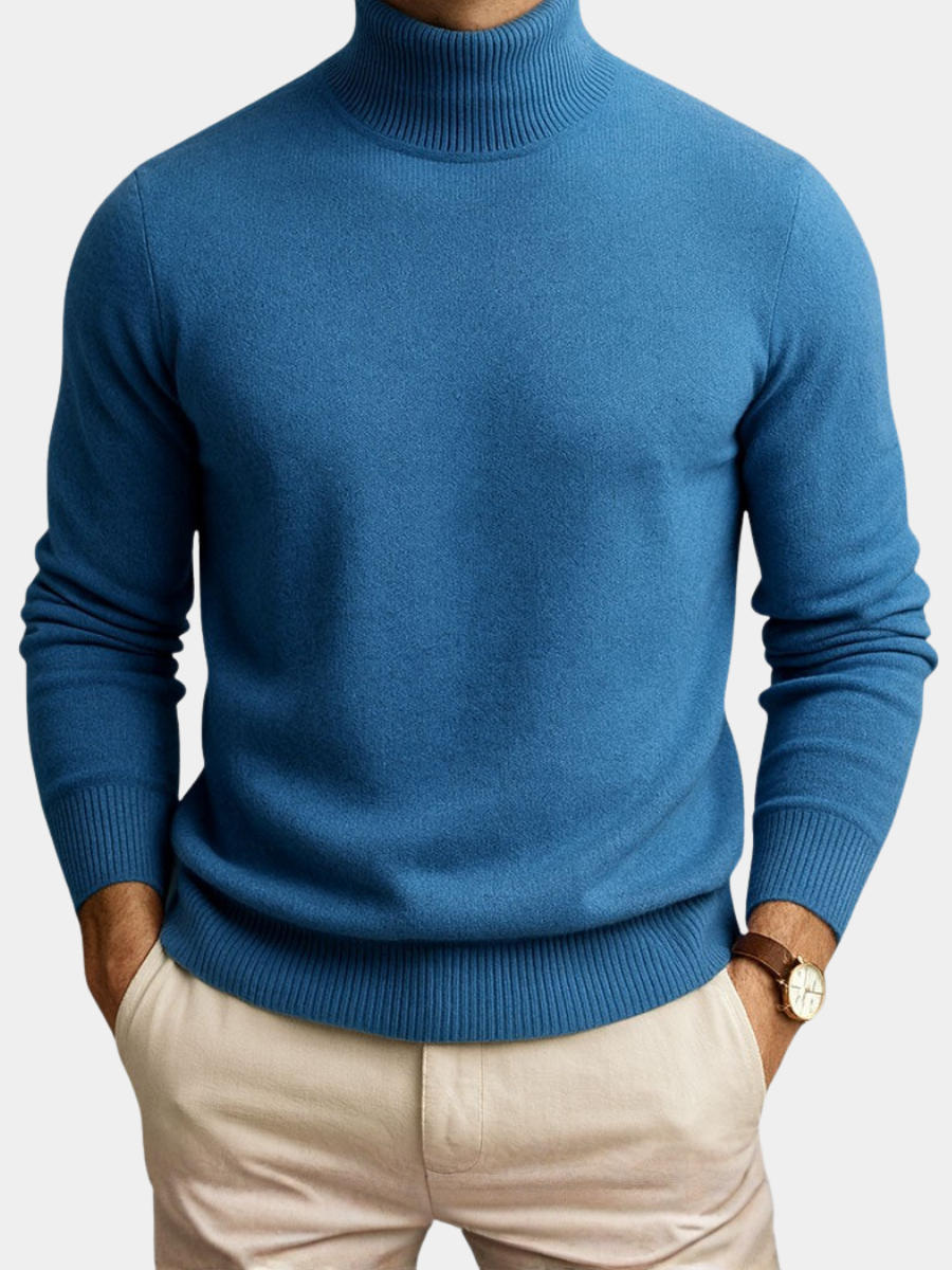 Herren Pullover mit Stehkragen Settimo Blau – Weiss Modehaus