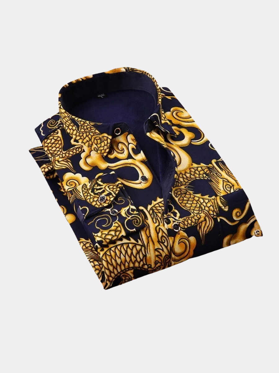 Herren Polo mit Druck Livio Gold – Weiss Modehaus