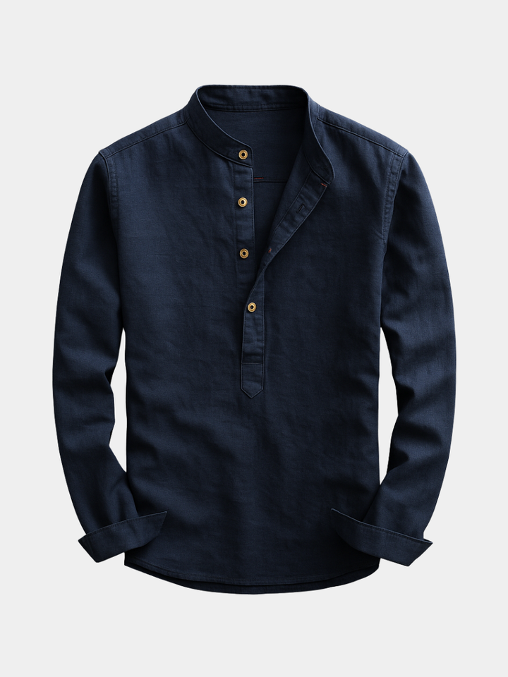 Elegantes Hemd mit langen Ärmeln Herren Michele Marineblau – Weiss Modehaus