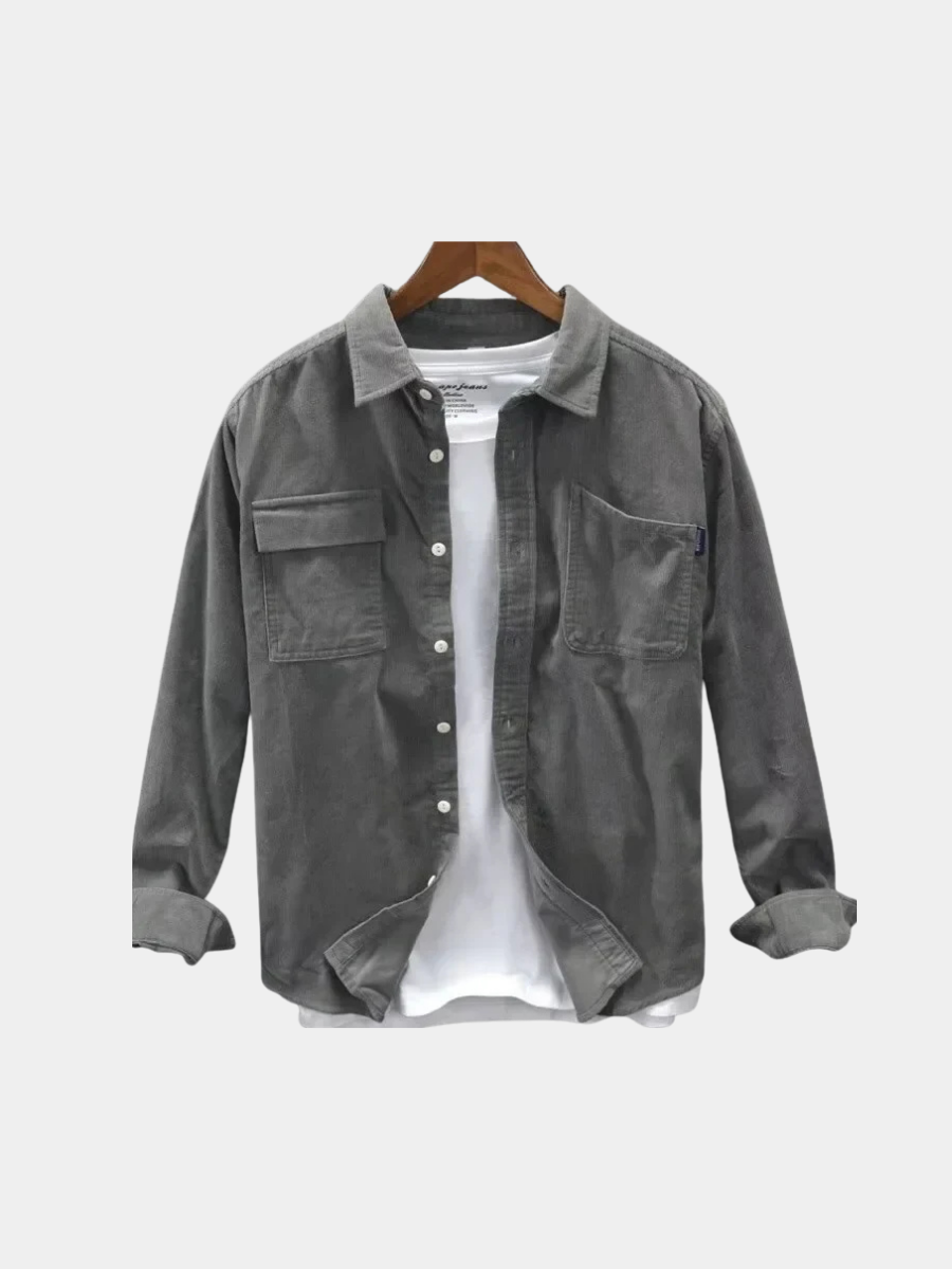 Polo Klassisch Langarm Herren Rocco Grau – Weiss Modehaus