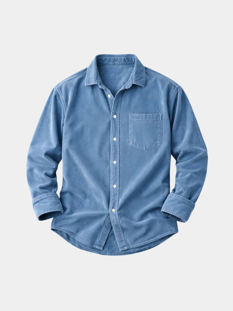 Relaxed Corduroy Shirt Herren Giulio Blau – Weiss Modehaus