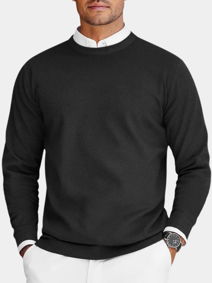 Herren Rundhals Pullover Rinaldo Schwarz – Weiss Modehaus