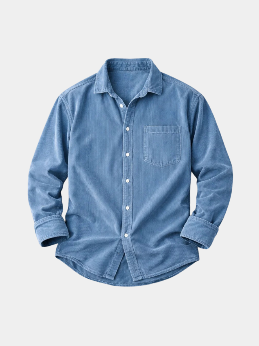 Klassische Corduroy-Hemd Herren Tullio Blau – Weiss Modehaus