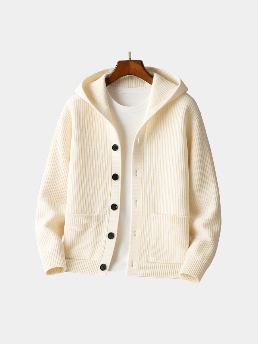 Herren Cardigan mit Kapuze Tancredi Beige – Weiss Modehaus