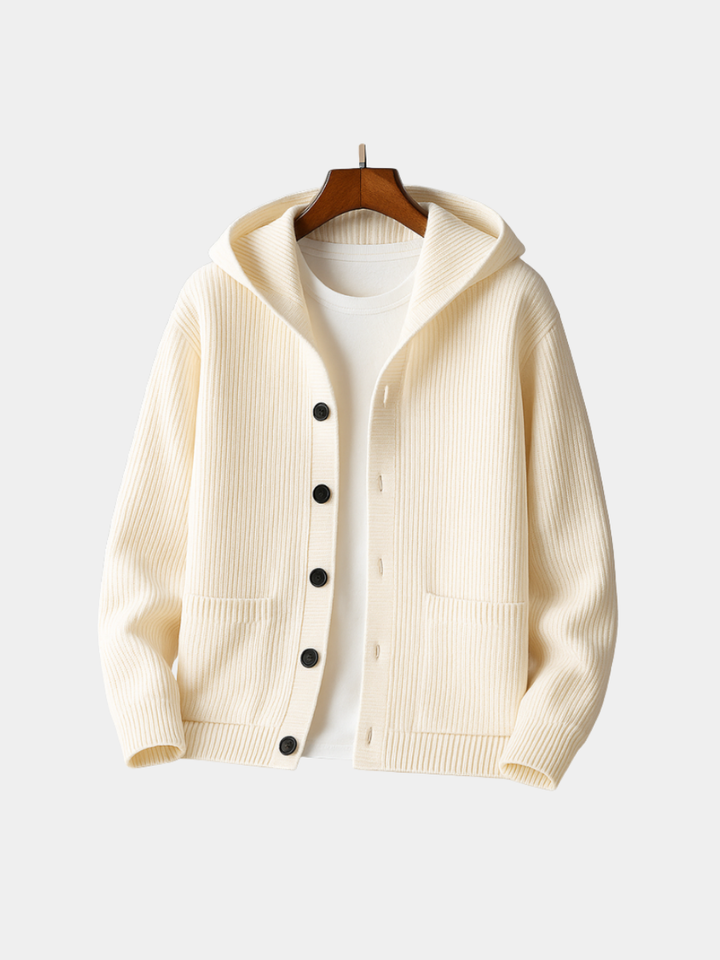 Herren Cardigan mit Kapuze Tancredi Beige – Weiss Modehaus