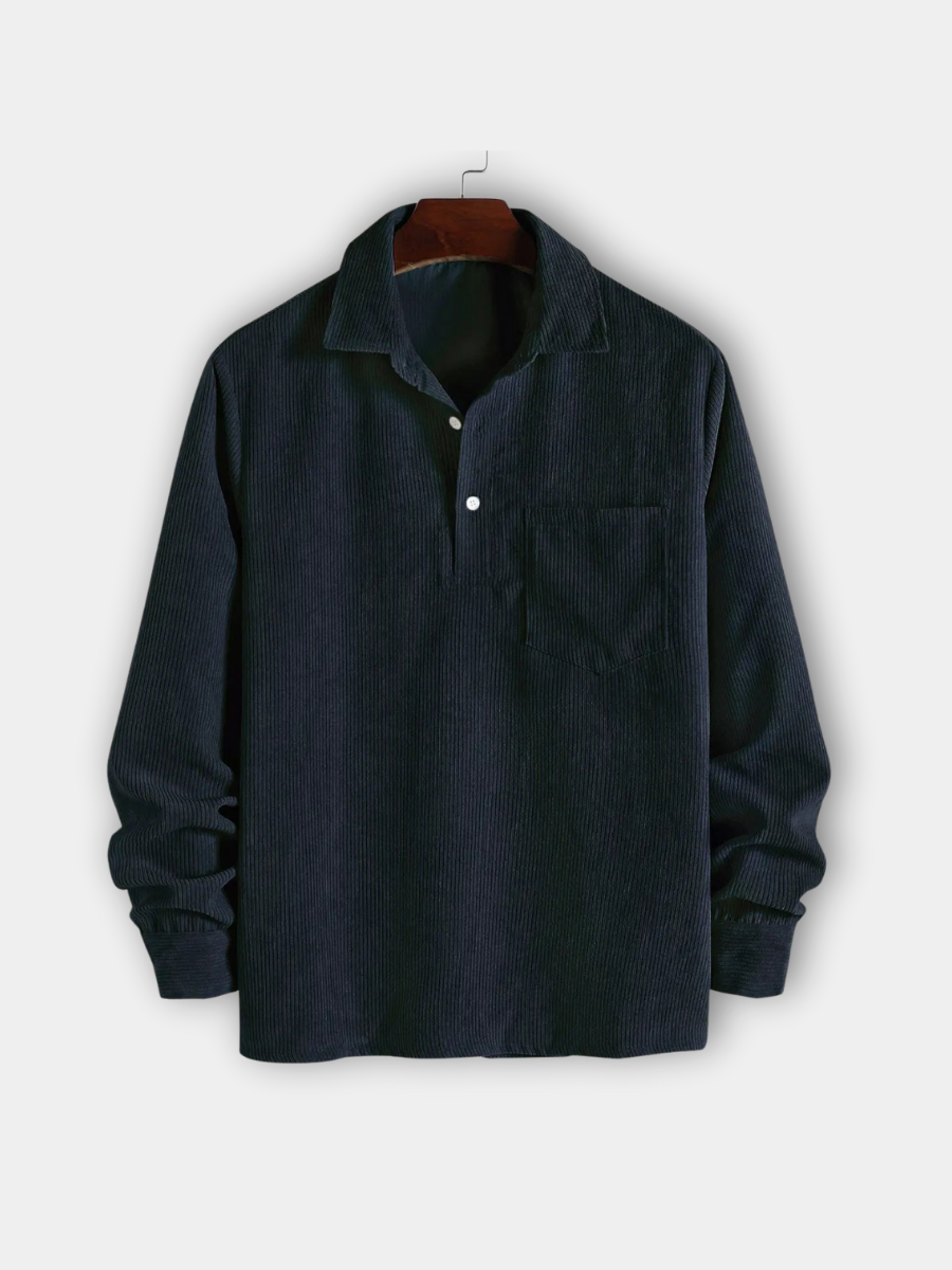 Herrenhemd mit halben Knöpfen Antonio Blau – Weiss Modehaus