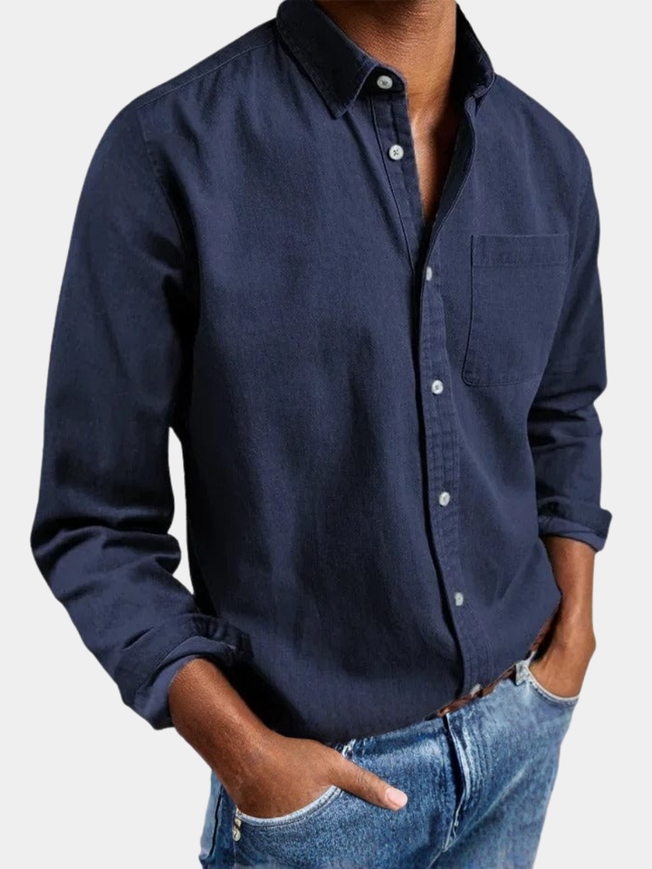 Herren Polo mit Knöpfen Mario Marineblau – Weiss Modehaus