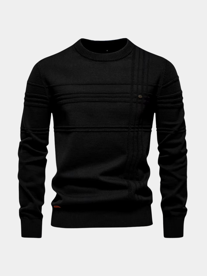 Herrenpullover Ton-in-Ton Teodoro Schwarz – Weiss Modehaus