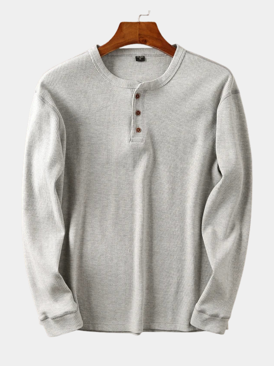 Premium Langarmshirt Herren Basilio Hellgrau – Weiss Modehaus