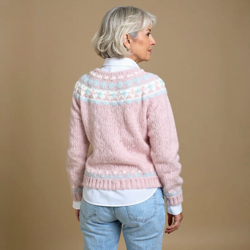 Isländischer Cardigan in puderrosa Damen Alejandra – Bild 2