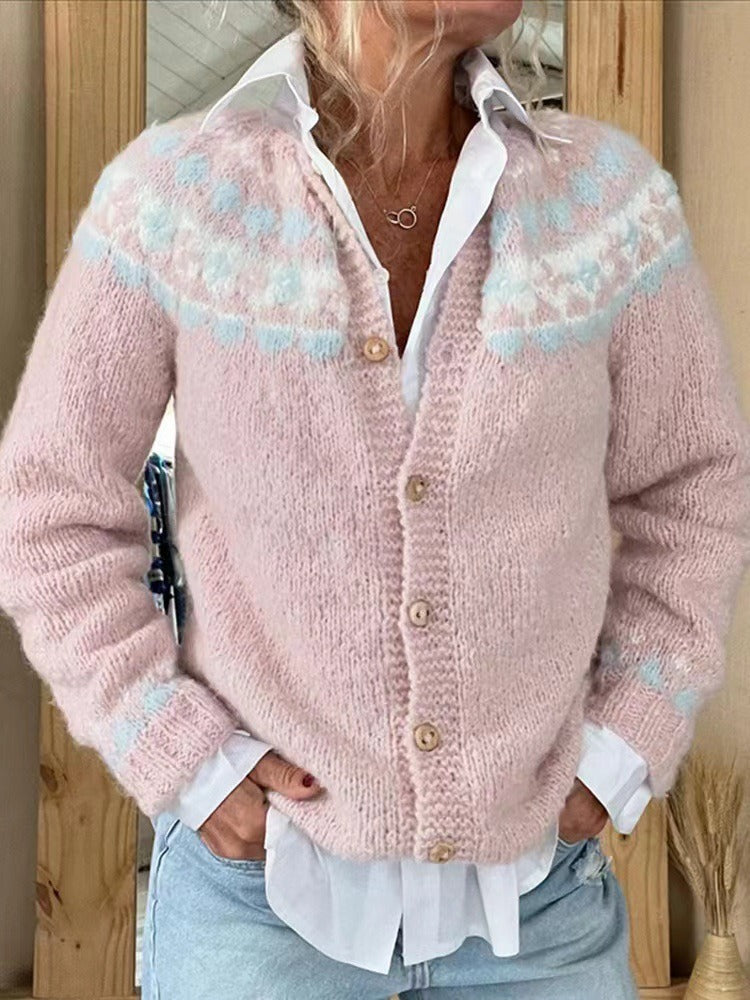 Isländischer Cardigan in puderrosa Damen Alejandra – Bild 3