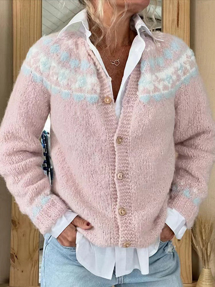 Isländischer Cardigan in puderrosa Damen Alejandra – Bild 3