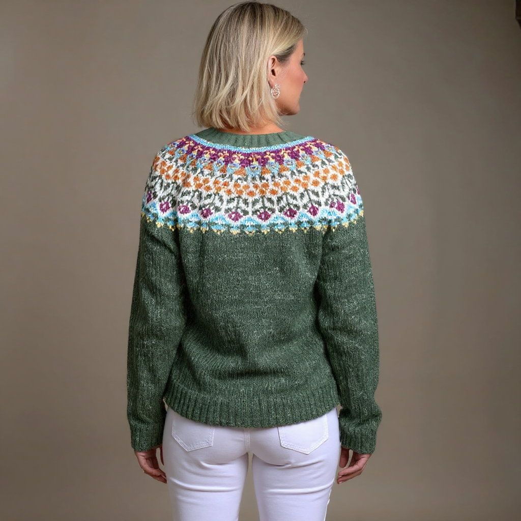 Isländischer Cardigan mit mehrfarbigem Einsatz Damen Anabel – Bild 2
