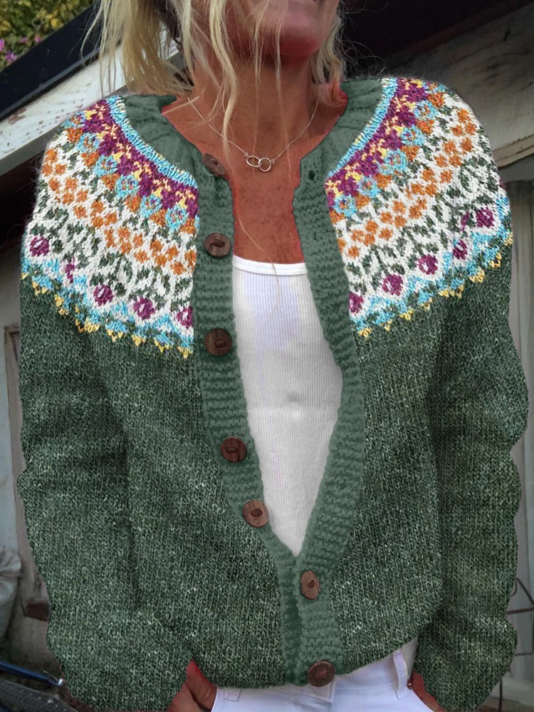 Isländischer Cardigan mit mehrfarbigem Einsatz Damen Anabel – Bild 3