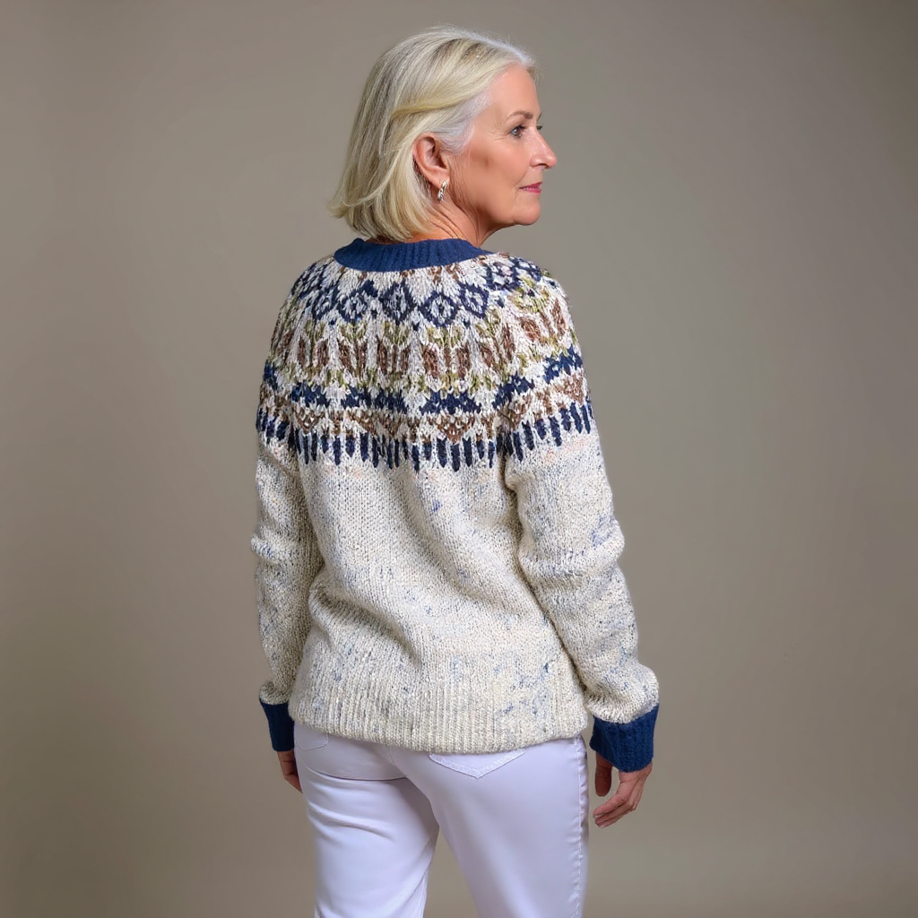 Isländische Strickjacke in Blau und Creme Damen Ariadna – Bild 2