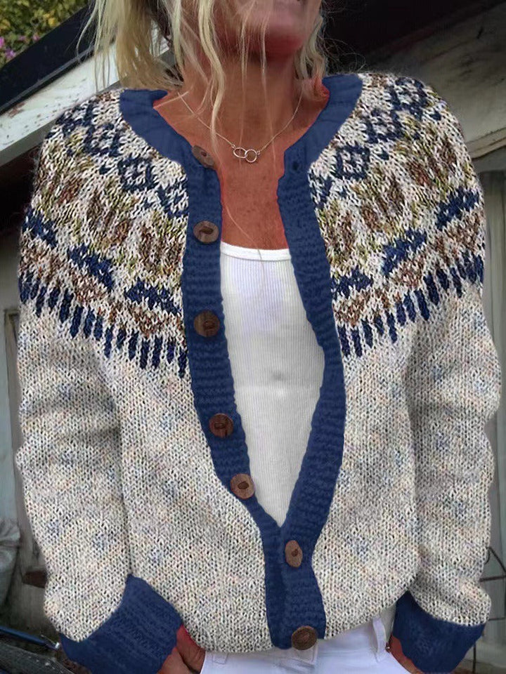 Isländische Strickjacke in Blau und Creme Damen Ariadna – Bild 3