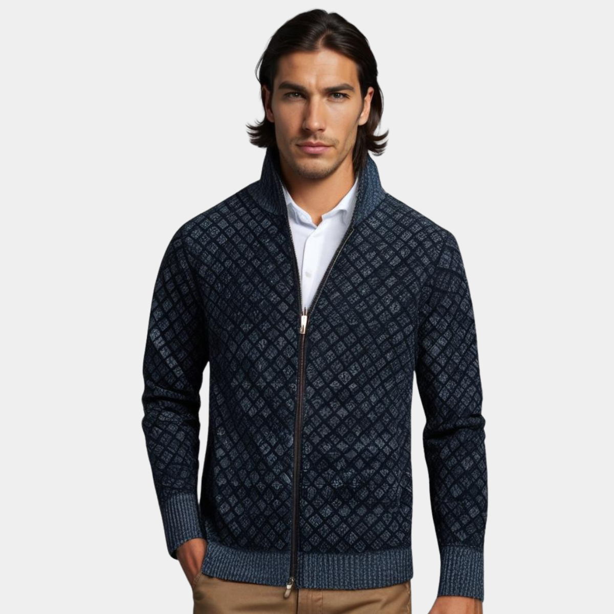 Premium Herren Gilet Weich Fernando Blau – Weiss Modehaus