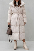 Langer Daunenmantel mit Gürtel Damen Azzurra Creme – Weiss Modehaus