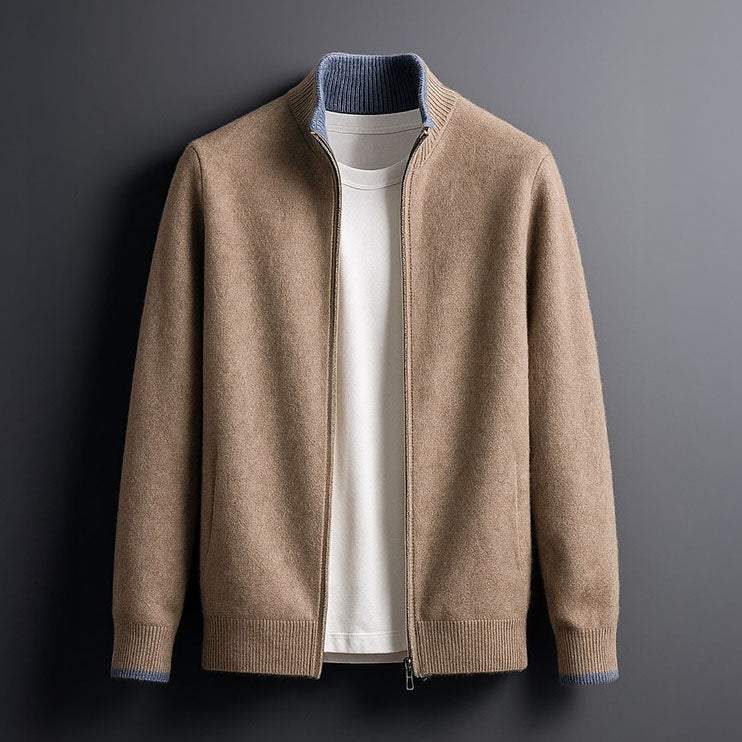 Zip-Pullover mit Kontrastbordüre Herren Celso – Bild 2