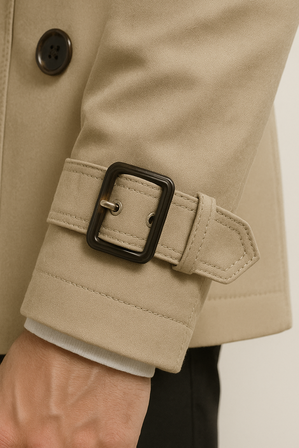 Herren Doppelreiher-Trenchcoat mit Gürtel Livio – Bild 8
