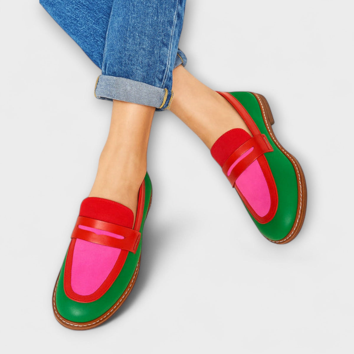 Casual Mokassins mit Kontrast Nyla – Weiss Modehaus