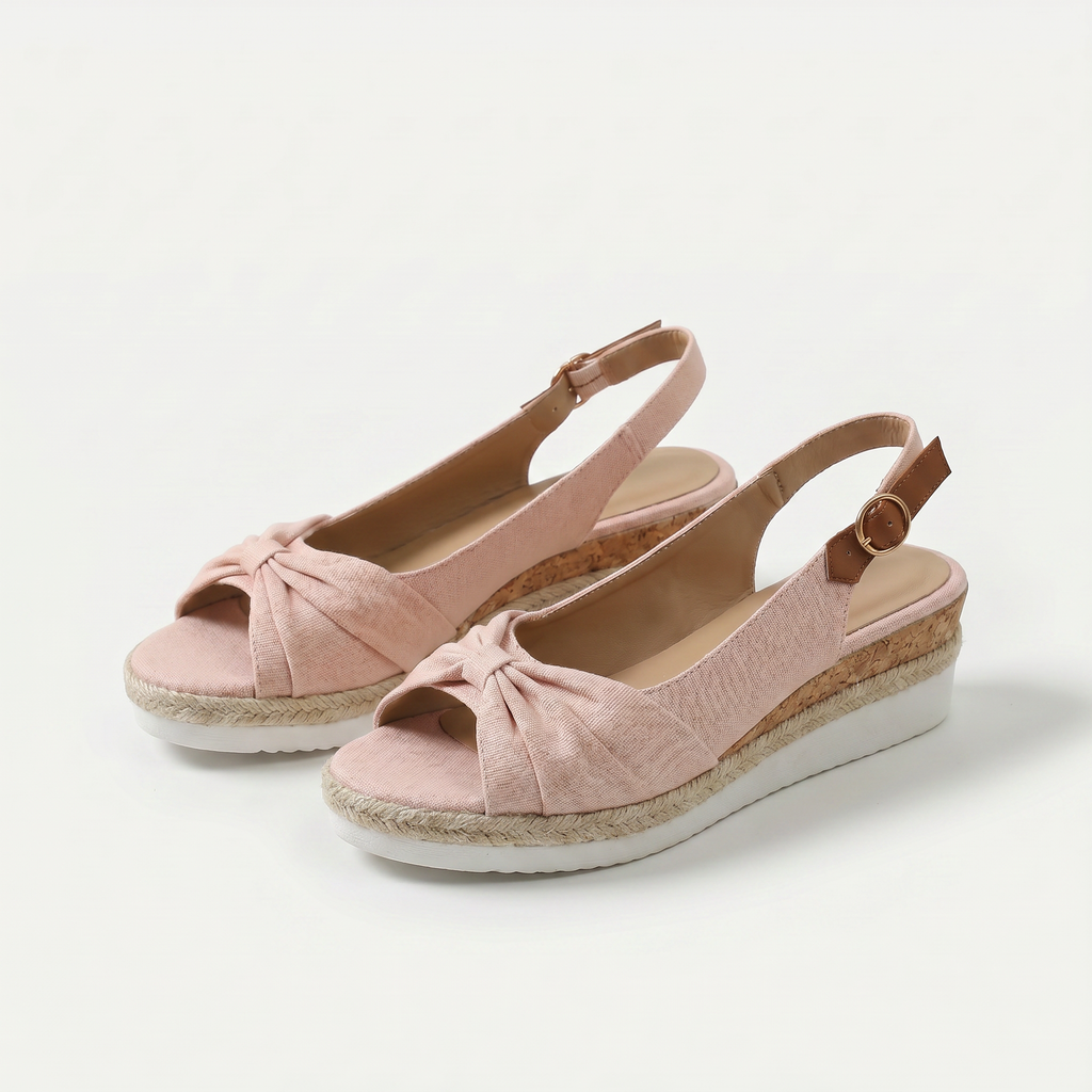 Orthopädische Peep-Toe Sandalen Candy Rosa – Weiss Modehaus