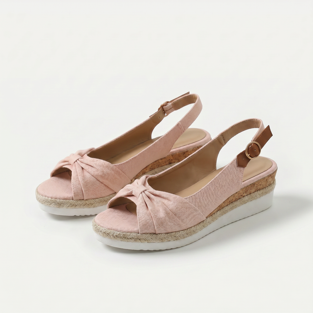 Orthopädische Peep-Toe Sandalen Candy Rosa – Weiss Modehaus
