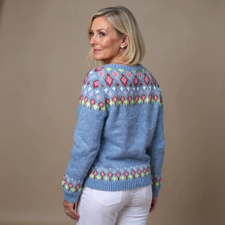 Isländischer Cardigan mit floralem Stickerei Damen Catalina – Bild 2