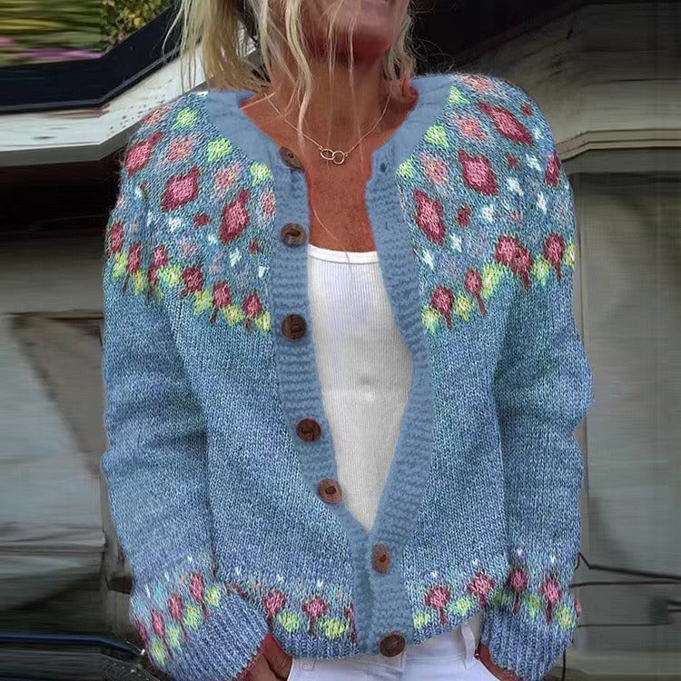 Isländischer Cardigan mit floralem Stickerei Damen Catalina – Bild 3