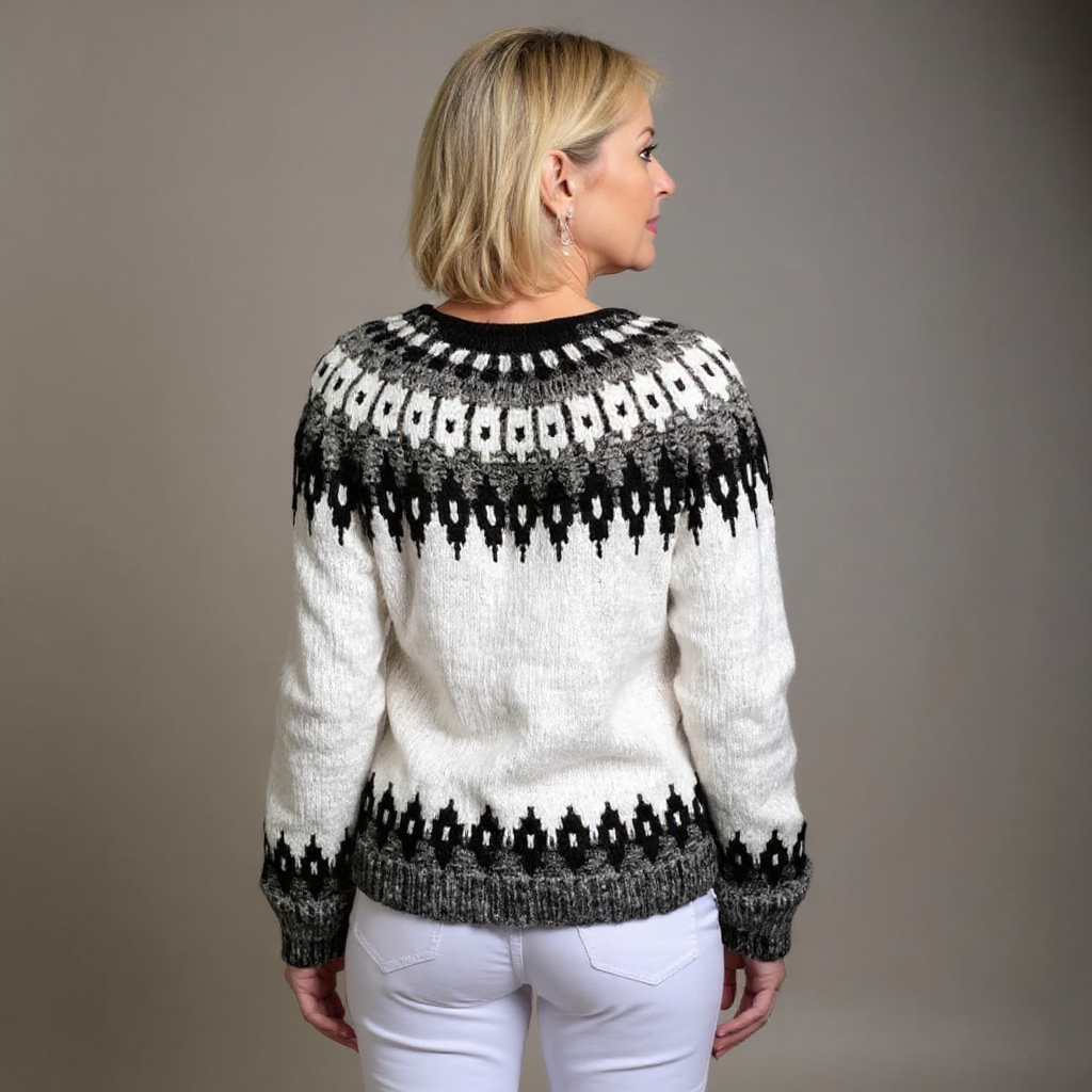 Isländischer Cardigan in Schwarz und Weiß Damen Cayetana – Bild 3
