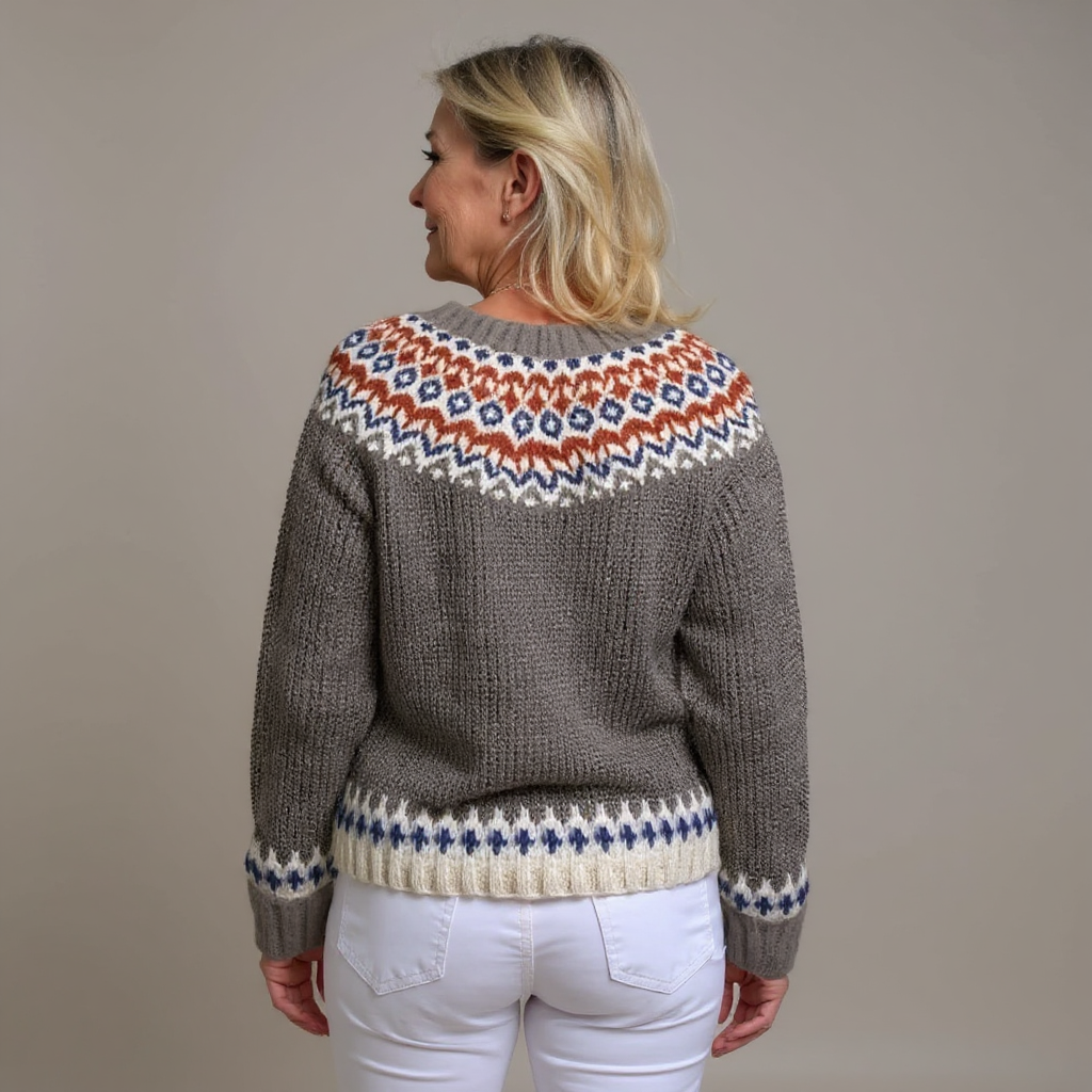 Isländische Strickjacke in Erdtönen Damen Clarisa – Bild 2