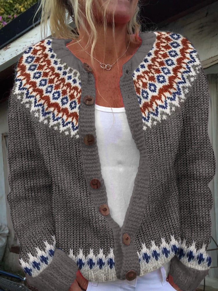 Isländische Strickjacke in Erdtönen Damen Clarisa – Bild 3
