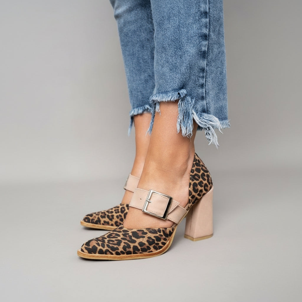 Elegante Pumps Damen Luvia Khaki – Weiss Modehaus