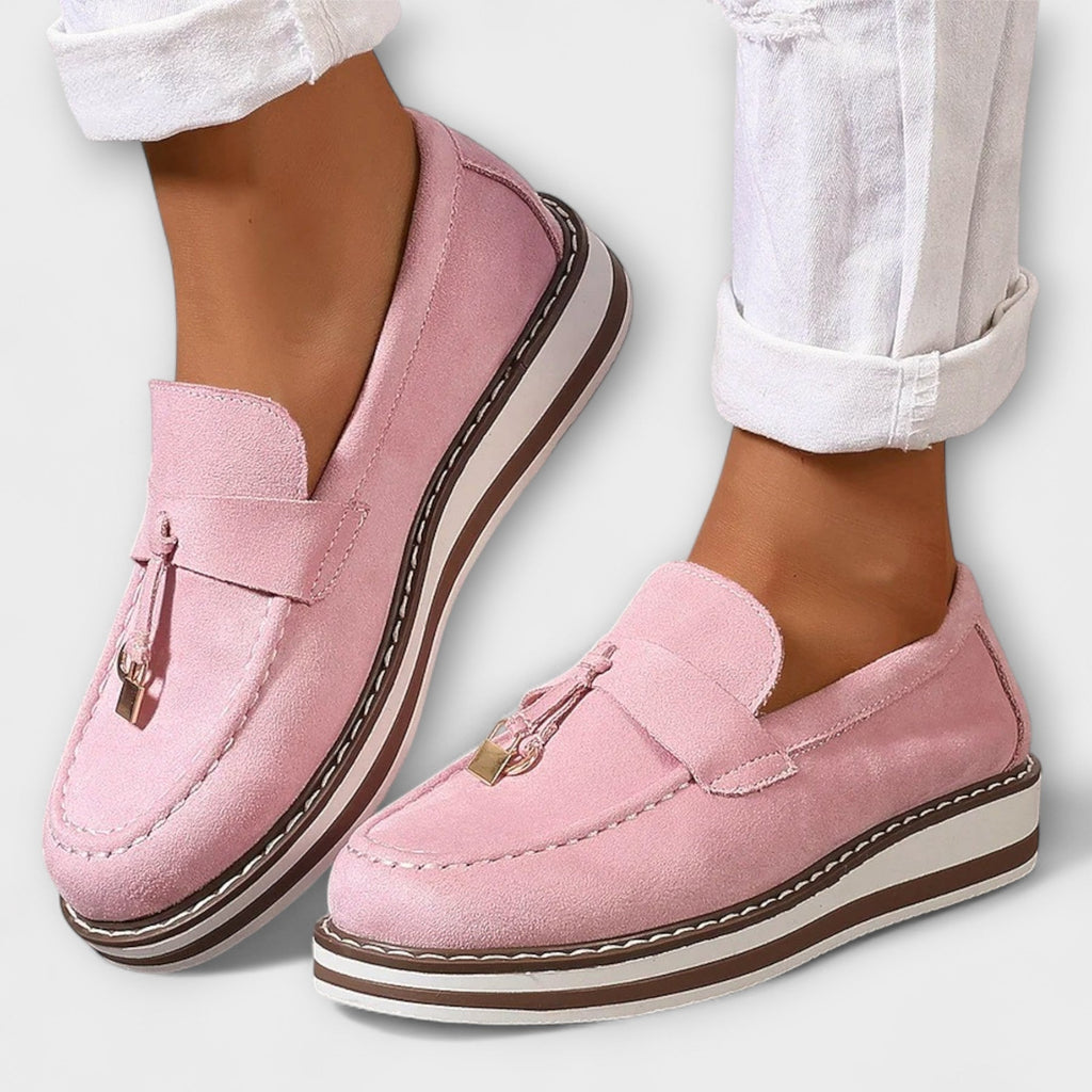 Runde Casual Mokassins Halo Rosa – Weiss Modehaus