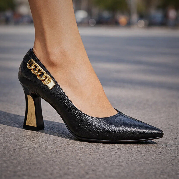 Alessia | High Heels mit Goldakzenten