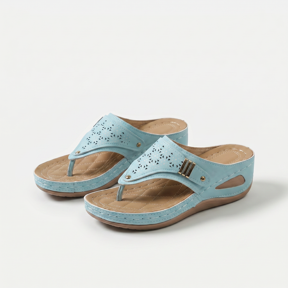 Keil-Zehensandalen für Dame Élodie Himmelblau – Weiss Modehaus