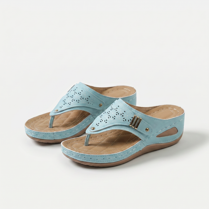 Keil-Zehensandalen für Dame Élodie Himmelblau – Weiss Modehaus