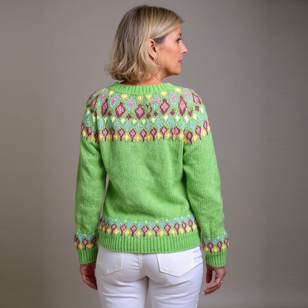 Isländische Strickjacke mit bunten Blumen Damen Eloísa – Bild 2