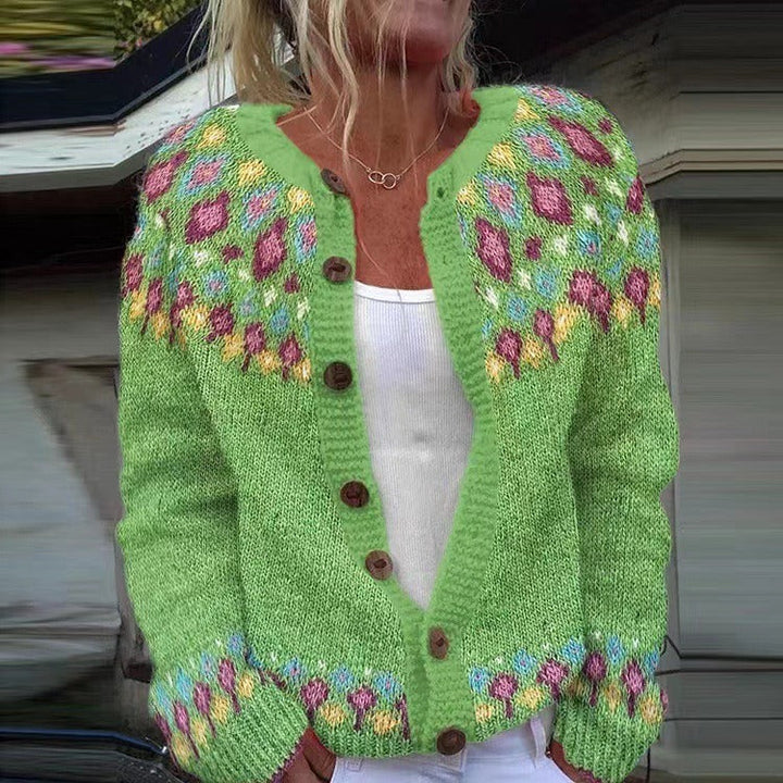 Isländische Strickjacke mit bunten Blumen Damen Eloísa – Bild 3