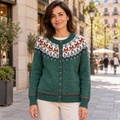 Isländischer Cardigan mit geometrischem Muster Damen Eulalia – Weiss Modehaus